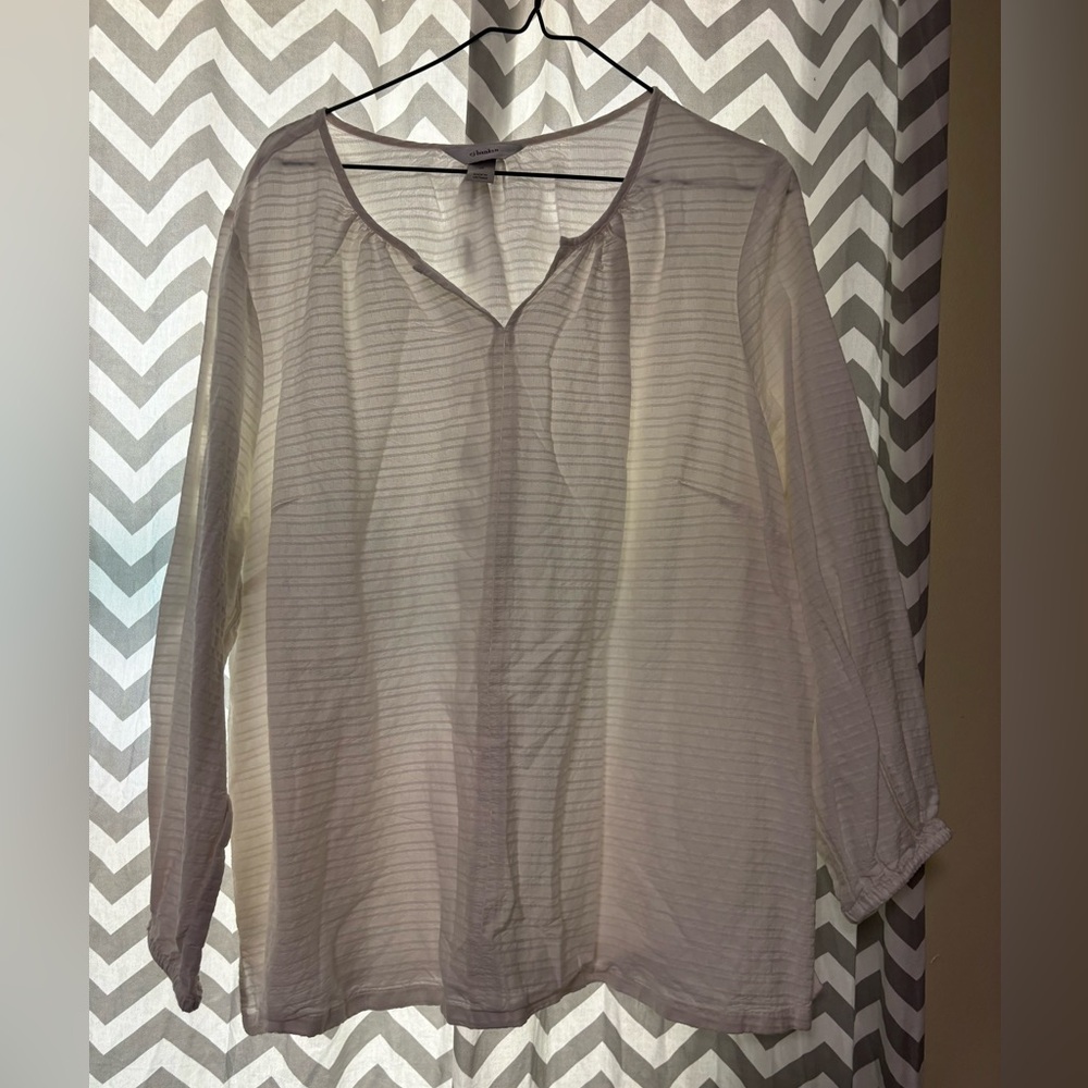 CJ Banks Cream Textured Peasant Top